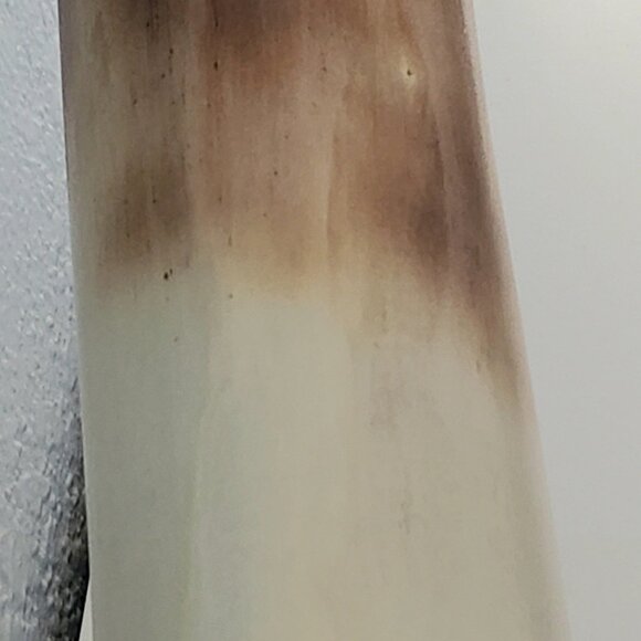 REALISM FAUX ART ELEPHANT TUSK NEUTRAL COLOR WOOD CARVING 30" EBONY WOOD 🦏 - Picture 13 of 16